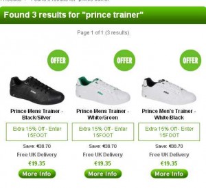 Chaussures de Sport Prince pour hommes à 16.45 euros port inclu