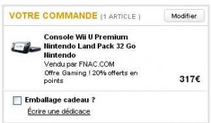 Les consoles Wii U avec 20 pourcent de bons d’achats en prime .. jusqu’au 25/02