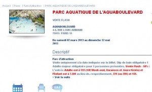 aquaboulevard, billet
