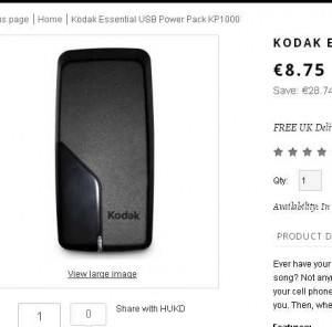 Chargeur Nomade usb Kodak à moins de 9 euros .. toujours disponible