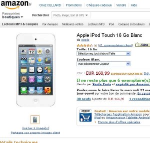 Ipod Touch IV 16go à 168 euros contre plus de 200 normalement