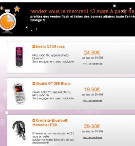 Orange vente flash orange jusqu’au 15mars : mobile à moins de 20 euros