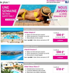 séjour etranger 2eme semaine à 1 euro