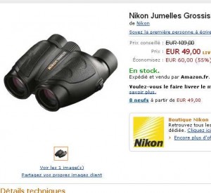 Jumelle Nikon Sprint IV à moins de 50 euros contre entre 70 -100 euros généralement