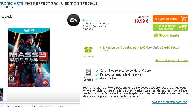 jeu mass effect 3 wiiu