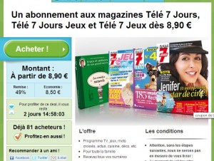 Offres abonnements à prix reduits pour tele7jours, tele7jeux …