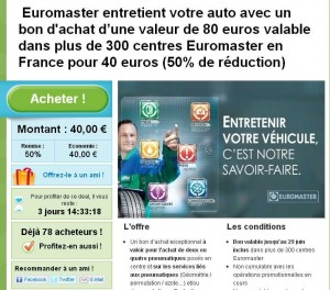 Euromaster : 40 euros le bon d’achat de 80 … toujours dispo