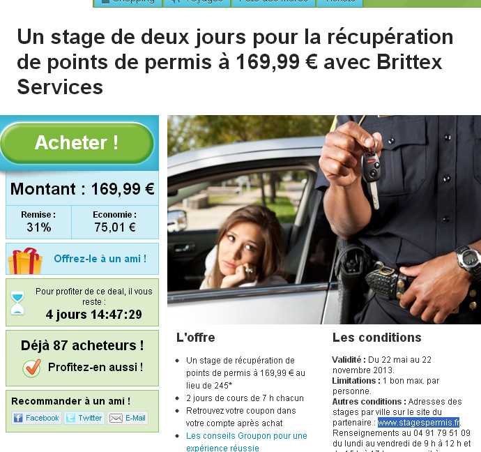 Stage Récupération De Points 99 Euros Lyon
