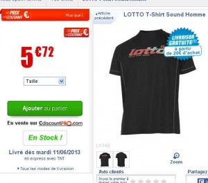 tee shirt lotto pour hommes pas cher