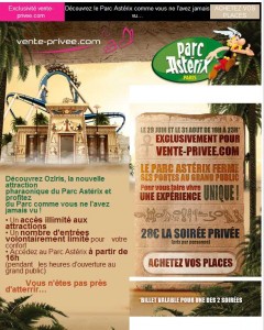 Soirées privees Venteprivee au Parc Asterix les 29 juin ou 31 aout : 28 euros ..