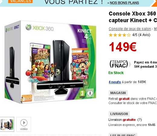 console xbox360 capteur kinect