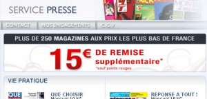 Abonnements Magazines : 15 euros de remise sans minimum chez France Abonnement