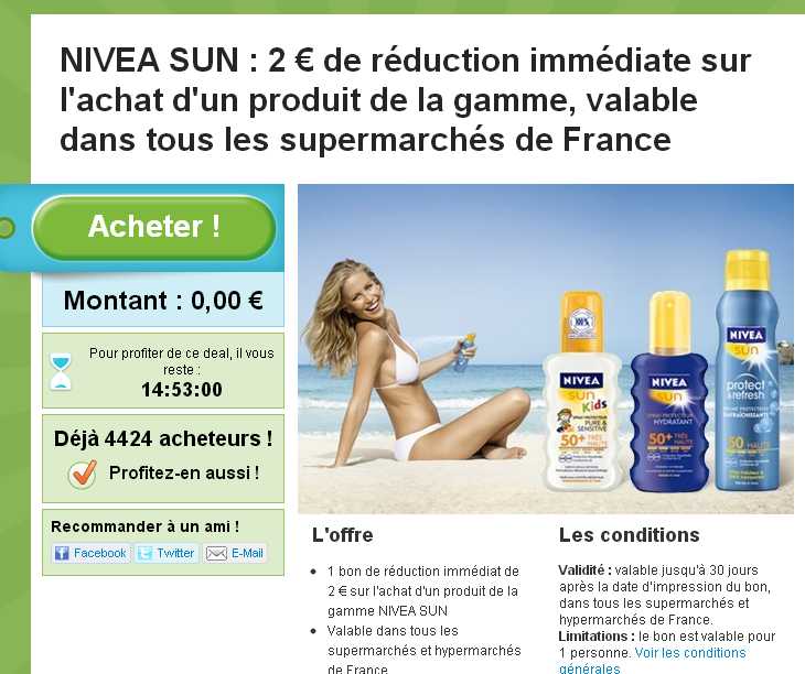 bon de reduction pour produits solaires nivea