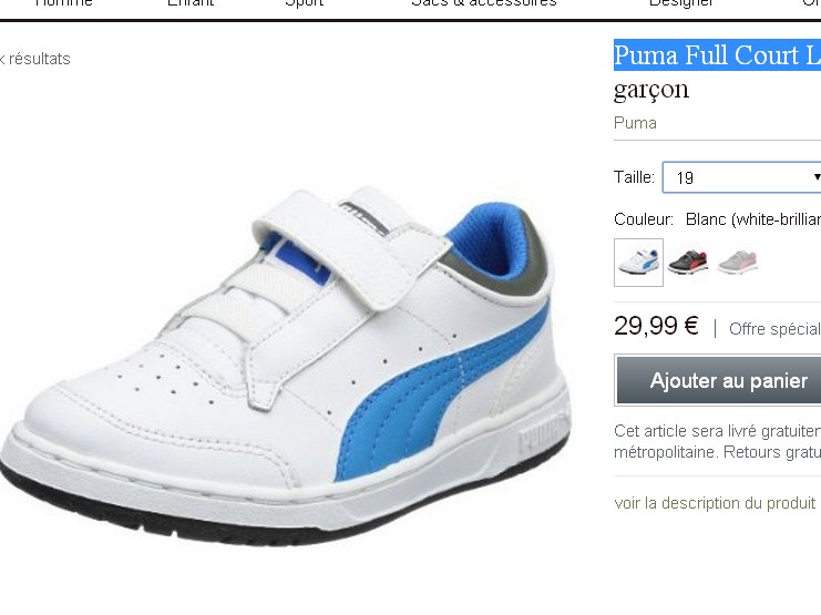 basket puma enfant