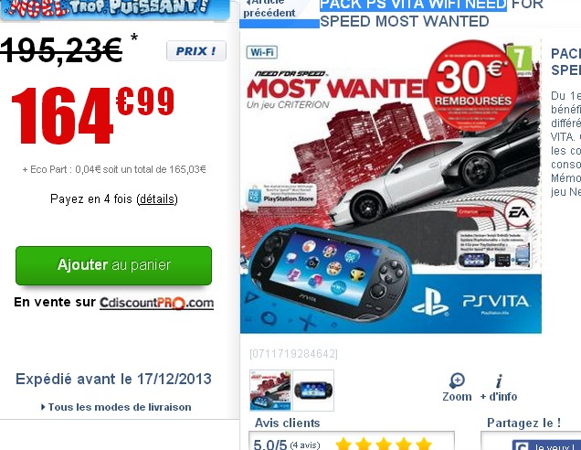 Bon plan – La PS Vita OLED avec carte 8 Go et un jeu pour 149 € - Les