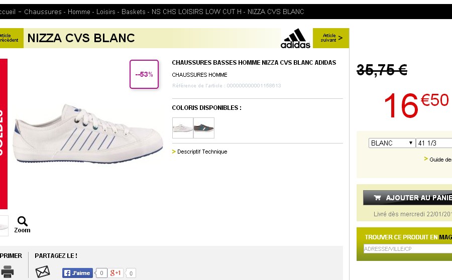 baskets adidas nizza pour hommes ?� 16.5 euros