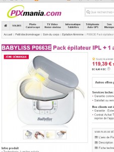 Epilateur à lumière pulsée pas cher : 120 euros le babyliss G900E (180-220  ailleurs )