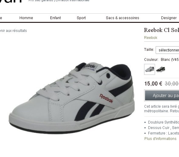 basket reebok enfant