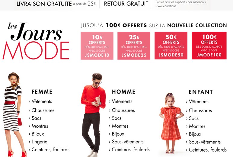 Coupons de reduction sur la mode sur amazon