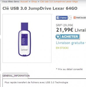 Bon plan clé usb : Clé 64go usb3 à 21.99 euros .. toujours dispo