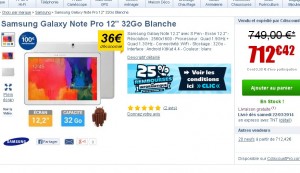 Tablette Octo Coeur Galaxy note Pro qui revient à 430 euros (contre plus de 700 )