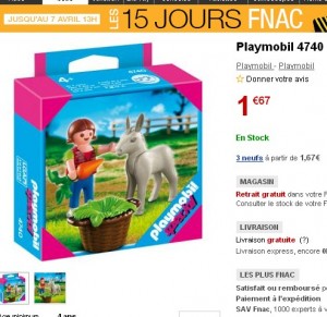 1.67 euros une boite de playmobil avec 2 personnages livraison gratuite
