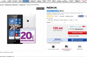 Windowsphone Nokia Lumia 520 qui revient à moins de 80 euros