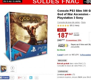 Bon plan console :  PS3 Slim 500go God of war à 187 euros