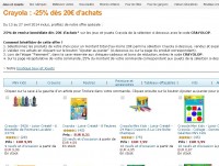 25 pourcent de remise sur les articles Crayola (crayons, coloriage .. )