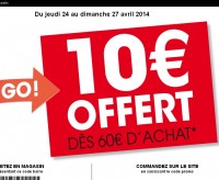 Go Sport : 10 euros de remise pour 60 d’achats jusqu’au 27 avril