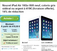 Ipad Air 16go wifi à 419 euros livraison incluse
