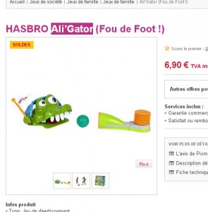 Jeu Ali Gator d’Hasbro à 6.9 euros (contre plus de 20 generalement )