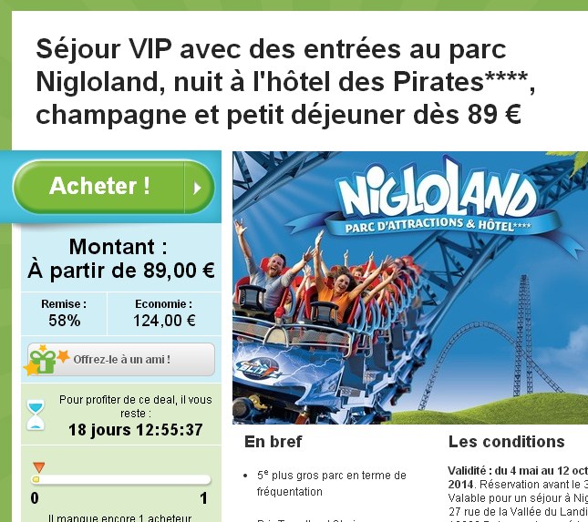 Parc Attractions Nigloland : jusqu&rsquo;à 50 pourcent de remise sur des séjours