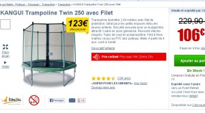 Trampoline pas cher : 107 euros livraison incluse