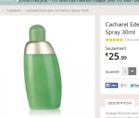 Eau de parfum Eden de Cacharel à 24.69 euros port inclus (contre autour de 45 )
