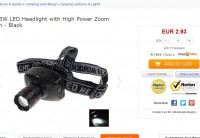 Moins de 3 euros port inclus la lampe frontale