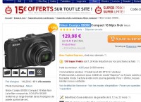 123 euros l’appareil photos compact Nikon S9300 ( zoom x 18 , gps, 3d … )