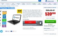 539 euros le pc portable 15 pouces core i5 avec  une tablette tactile HP en prime