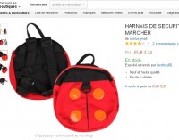 3.33 euros port inclus le sac à dos coccinelle harnais de marche pour petits enfants