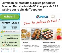 Toupargel : 25 euros le bon d’achat de 50 .. Toujours disponibles