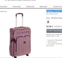 Valise cabine kipling à 60 euros contre le double normalement