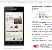 Smartphone huawei Ascend G6 quad core 4G à 179 euros