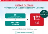 1.99 euros le forfait mobile auchan telecom (2h /sms mms ) , 8.99 euros l’illimité en voix sms mms