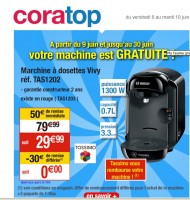 machine tassimo T12 gratuite apres remboursement chez cora du 9 au 30 juin