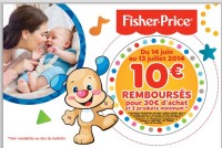 Jouets fisher price : 10 euros de remboursé pour 30 euros d’achats