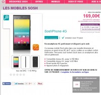 Smartphone sosh 5 pouces 4G quad core qui revient à 139 euros