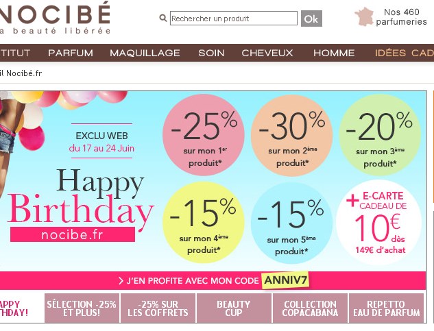 Nocibe: des codes de réduction jusqu'au 24 juin