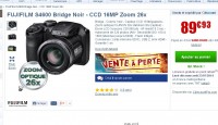 Moins de 90 euros un appareil photos bridge : fuji s4600 avec une carte mémoire 8go