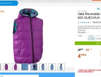 Moins de 5 euros le gilet / doudoune sans manche quechua pour enfants .. toujours disponible