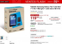 Adherents fnac : pack tablette galaxy tab 3 lite + etui + carte mémoire à 119.9 mais avec 20% de credit